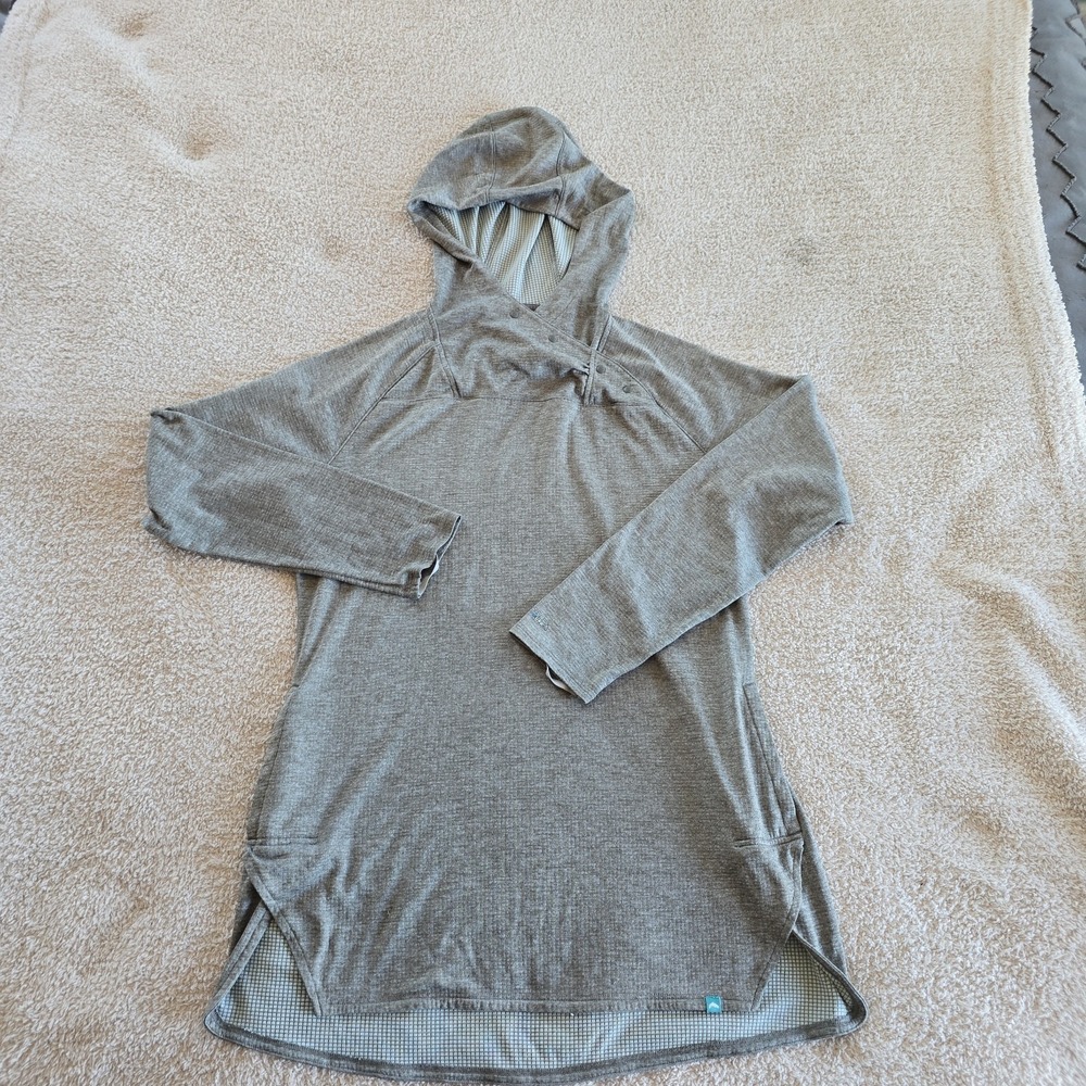 Simms Hoodie Women's M Gray Lightweight Fishing Hiking Solarflex UPF50 Snaps